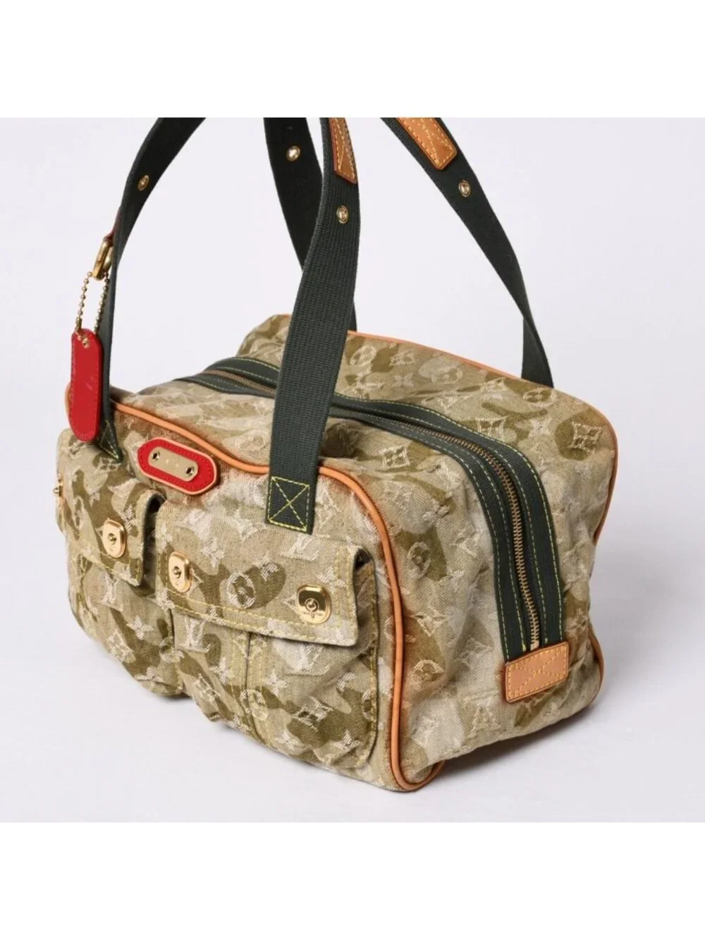 Louis Vuitton Monogram Moflage Denim Jasmine Handbag Khaki Takashi Murakami